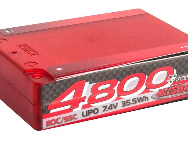 NOSRAM 4800 - Square Pack - 110C/55C - 7.4V LiPo - 1/10 Competition Car Line Hardcase