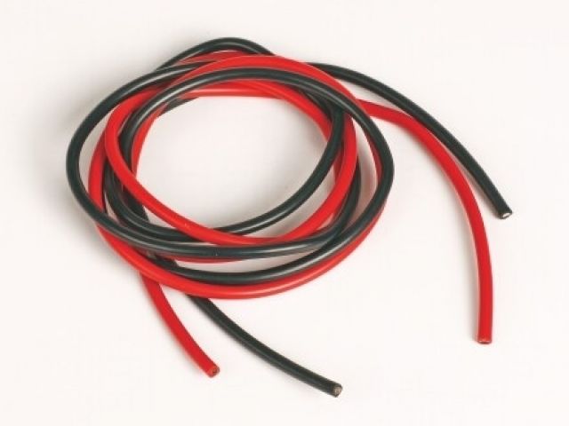 Silikonový kabel 3,3qmm, 12AWG, 2x1metr, černý a červený