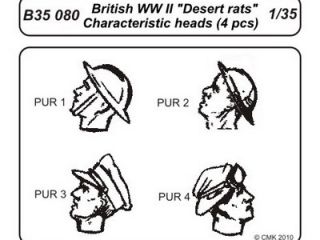 British WWII desert rats heads *4