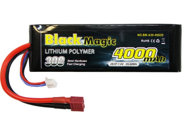 LiPol Car Black Magic 7.4V 4000mAh 30C Deans