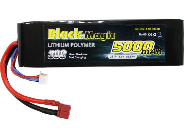 LiPol Car Black Magic 11.1V 5000mAh 30C Deans