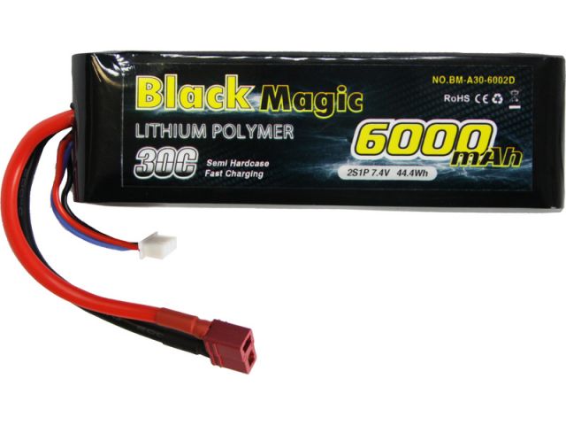 LiPol Car Black Magic 7.4V 6000mAh 30C Deans